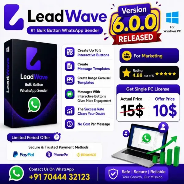 Bulk WhatsApp Button Sender - Lead Wave v6.0.0